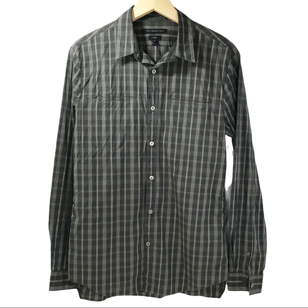 John Varvatos Luxe USA Button Up Long Sleeve Shirt Plaid Men’s Medium